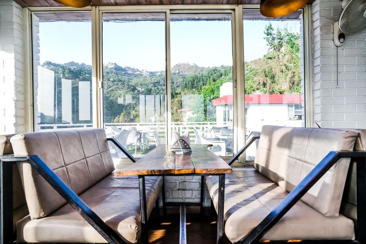 Window table with a view down the valley